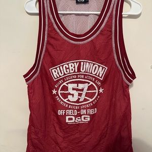 D&G Dolce & Gabbana Rugby Union Graphic Jersey Men’s XL Red X-Large